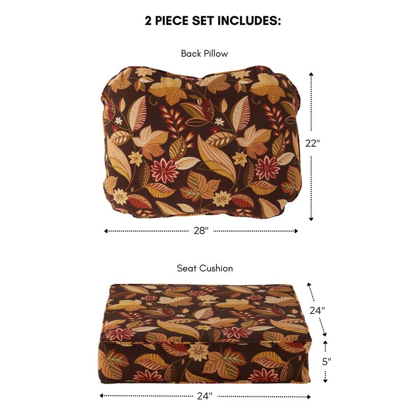 Outdoor 2-Piece Reversible Deep Seat Cushion Set (Cushions Only)