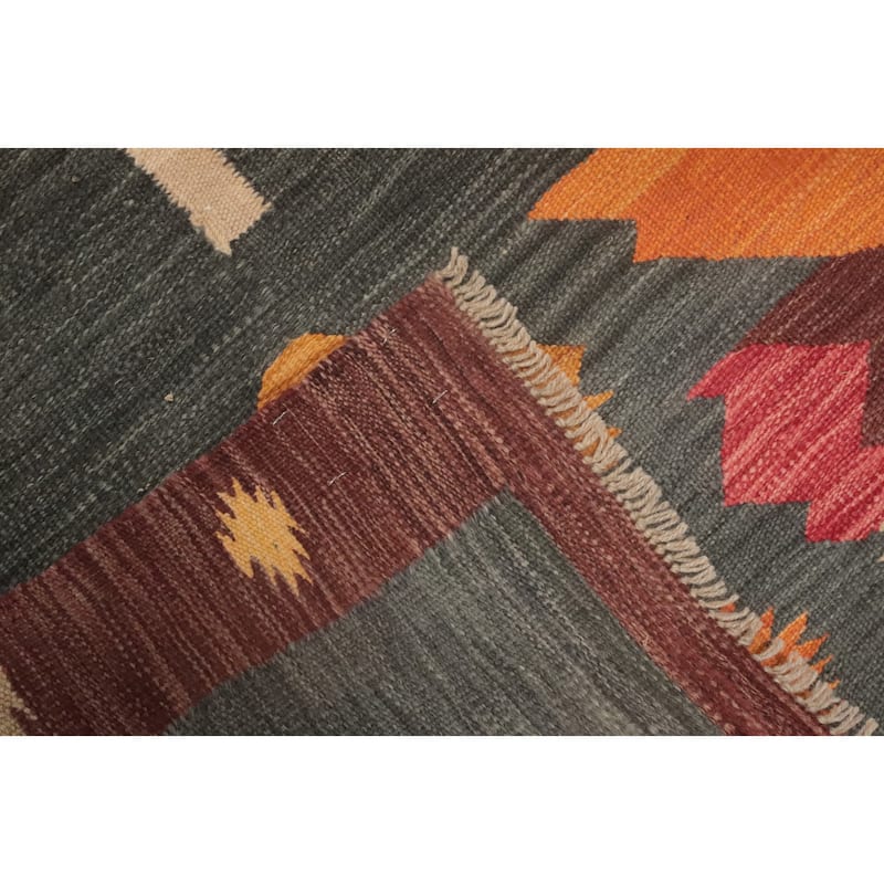 Hand Woven Oriental 100% Wool Carpet Southwestern Tribal Multi-Colored Kilim Area Rug - 8' 0'' X 5' 1''