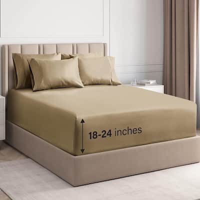 CGK Linens Extra Deep Pocket Microfiber 6 Piece Bed Sheet Set Soft & Cooling