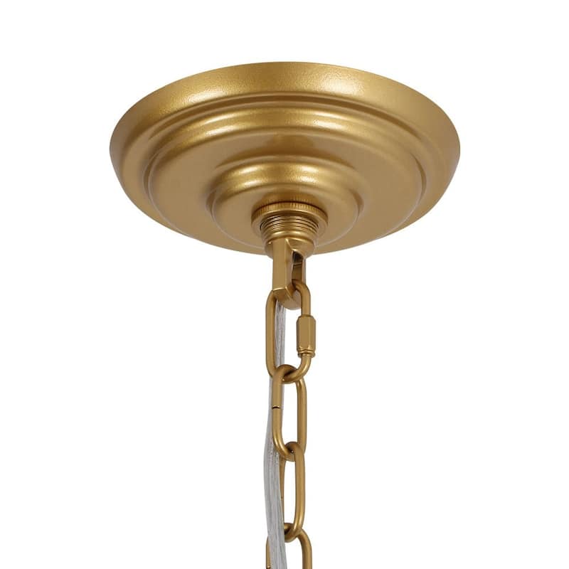 Mid-Century 8-Light Glass Blossom Round Cage Chandelier 25.6 in
