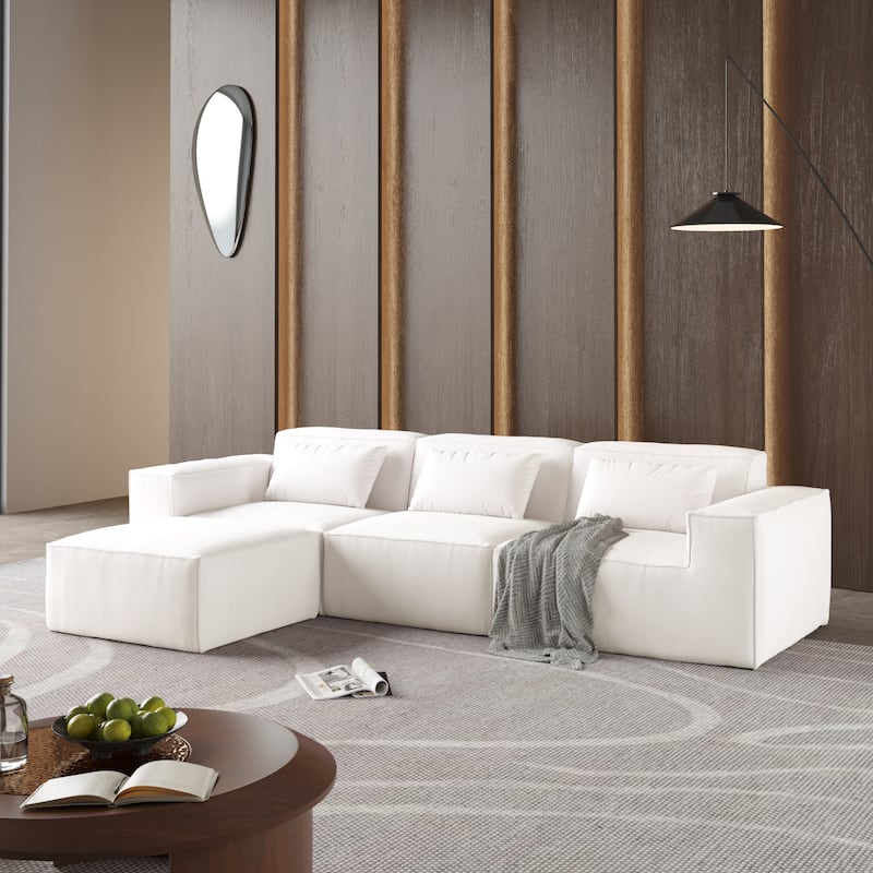 L-Shaped Cloud Sectional Couch, 118" Huge Plus Modular Corduroy Couches with Reversible Chaise Ottoman