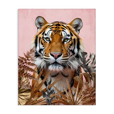 Stupell Fierce Tiger on Pink Canvas Wall Art Design By Kim Allen