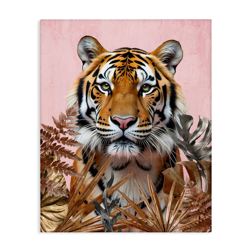Stupell Fierce Tiger on Pink Canvas Wall Art Design By Kim Allen