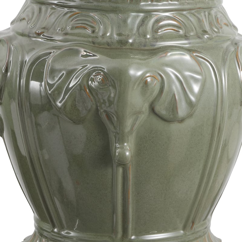 Anita 18" Classic Vintage Ceramic Indoor/Outdoor 4-Elephant Garden Stool, By