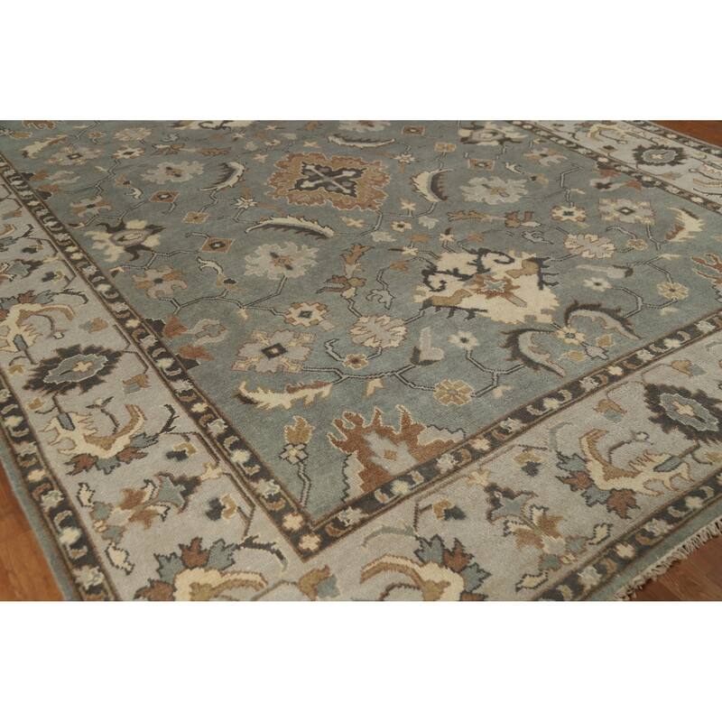 Floral Oushak Indian Area Rug Handmade Wool Carpet - 9'1" x 11'9"
