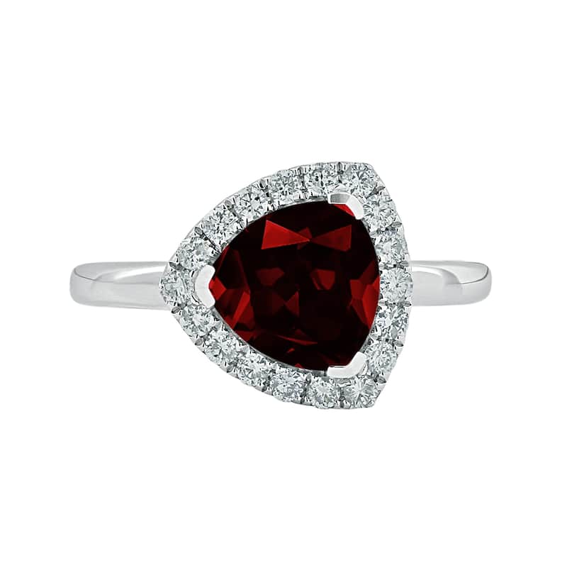Auriya 2 1/8ct Trillion-cut Garnet Gemstone Halo Diamond Engagement Ring 1/4ctw 14k Gold