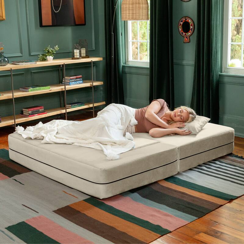 Jaxx Zipline Convertible Queen-size Sleeper Loveseat and Ottoman Set