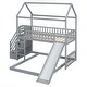 preview thumbnail 13 of 38, Multifunctional Twin Over Twin Bunk Bed with Two Drawers and Slide,House Bed with Roof