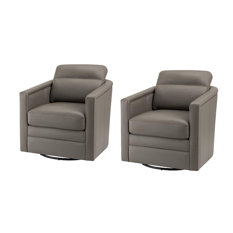 Jorge 28.74" Wide Genuine Leather Swivel Chair Set of 2