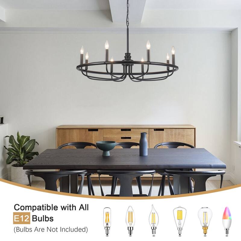 8-Light Candlestick Hanging Linear Island Foyer Chandelier Lighting Fixture for Dining Room Kitchen Island