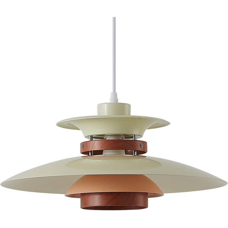 Adjustable dining room light beige+dark wood pendant lamp wood, metal hanging light