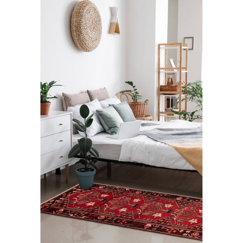 ECARPETGALLERY Hand-knotted Anadol Red Wool Rug - 3'5 x 9'6