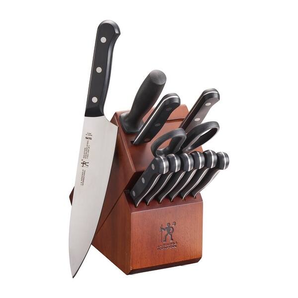 slide 1 of 8, Henckels International Solution 12-pc Knife Block Set - Black/Stainless Steel