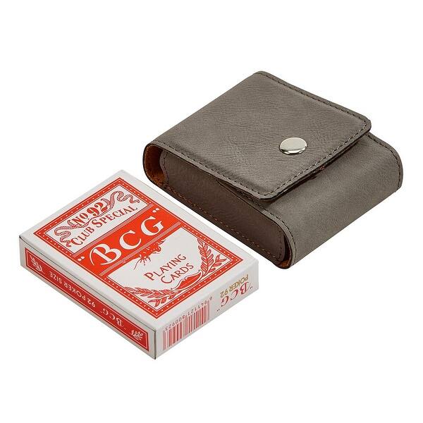 slide 2 of 4, Leatherette Playing Cards Case Grey 3.75 - 3.75" x 3"