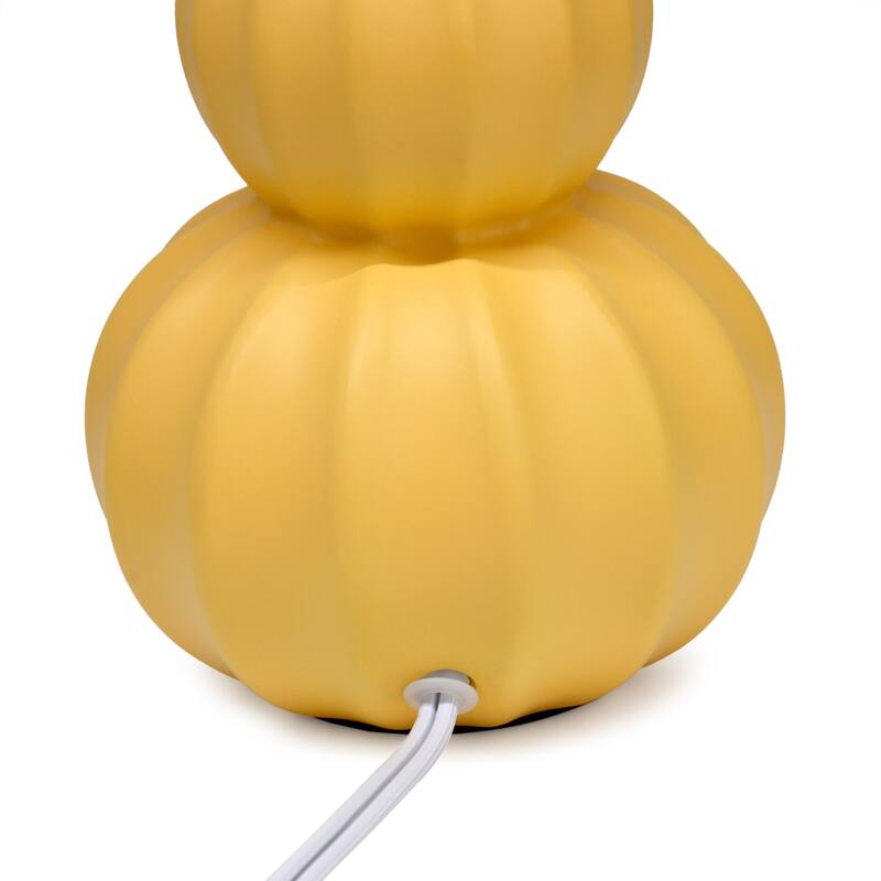 Double Gourd Ceramic Table Lamp with Fabric Shade - 6 x 6 x 13 in. (L x W x H)
