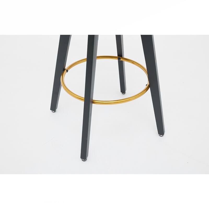 2PCS Swivel Velvet Metal Frame Bar Stools