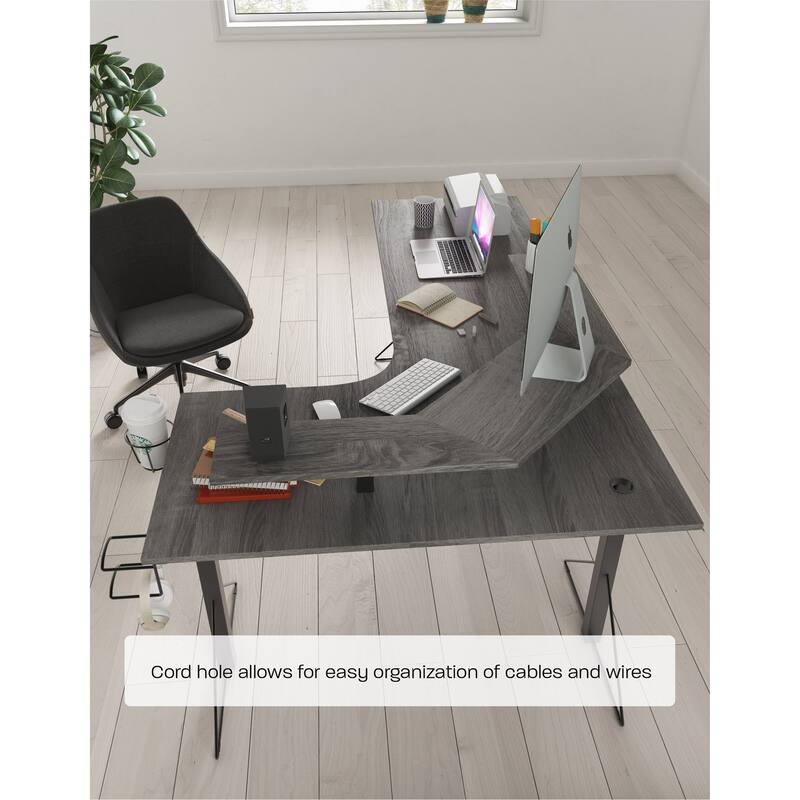 Jamesdar Core Powered L-shaped Computer Gaming Desk with Monitor Stand