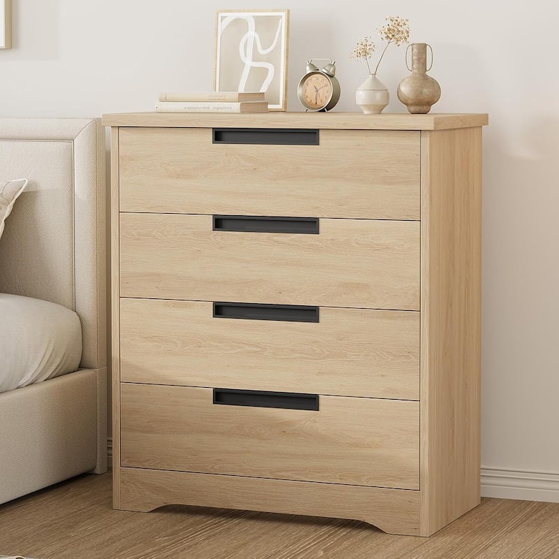 Natural 4 Drawer Dresser for Bedroom, Living Room, Nursery - Natural