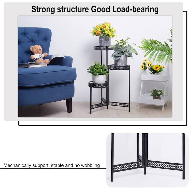 Black Metal Plant Stand Indoor 3 Tier Tall Plant Stand Pot Holder