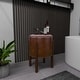 preview thumbnail 9 of 15, Brown Teak Wood Handmade Upholstered Leather Stool with Wood Legs