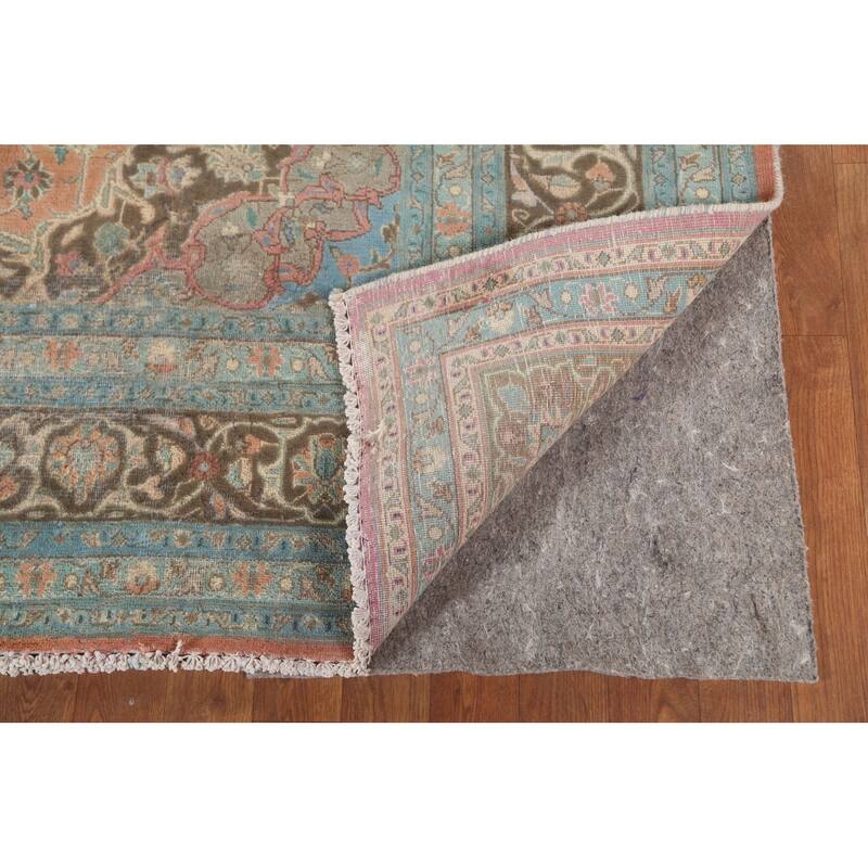 Over-Dyed Mashad Persian Vintage Area Rug Hand-Knotted Wool Carpet - 6'4"x 9'5"
