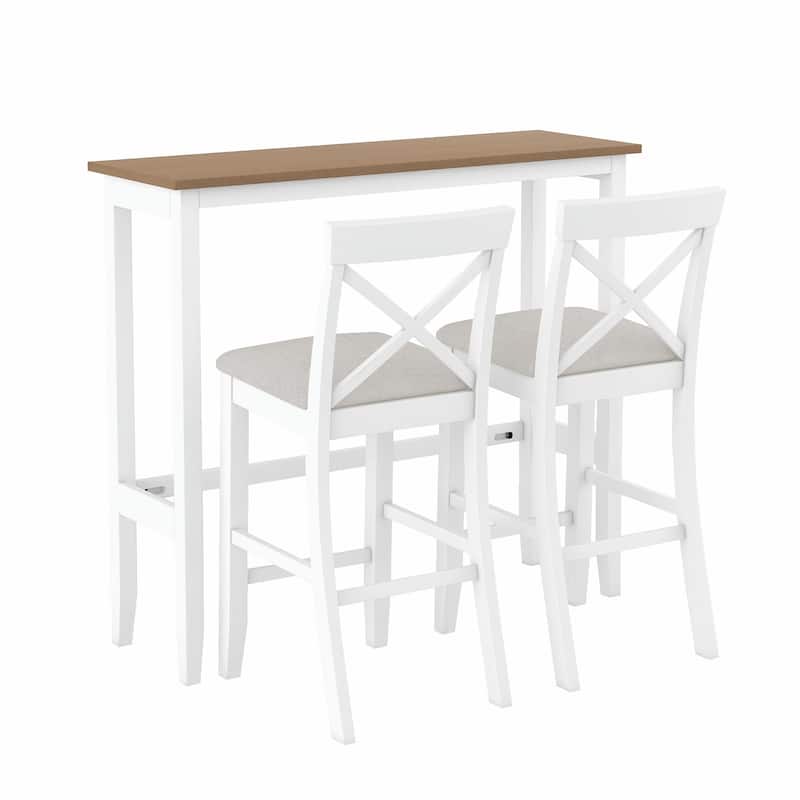 Farmhouse 48" Rectangular Wood Bar-Height Dining Set with 2 Chairs