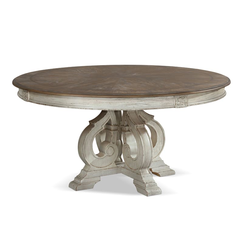 Caelum Farmhouse White Solid Wood 5-Piece Round Dining Set by The Gray Barn