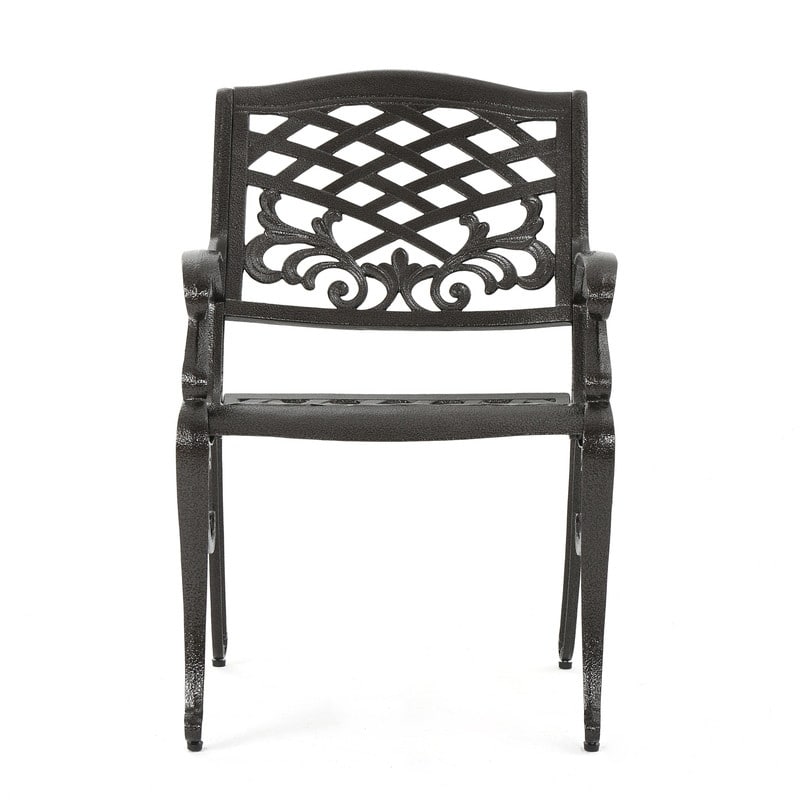Traditional Cast Aluminum Arm Chair Set of 2 with Floral Accents