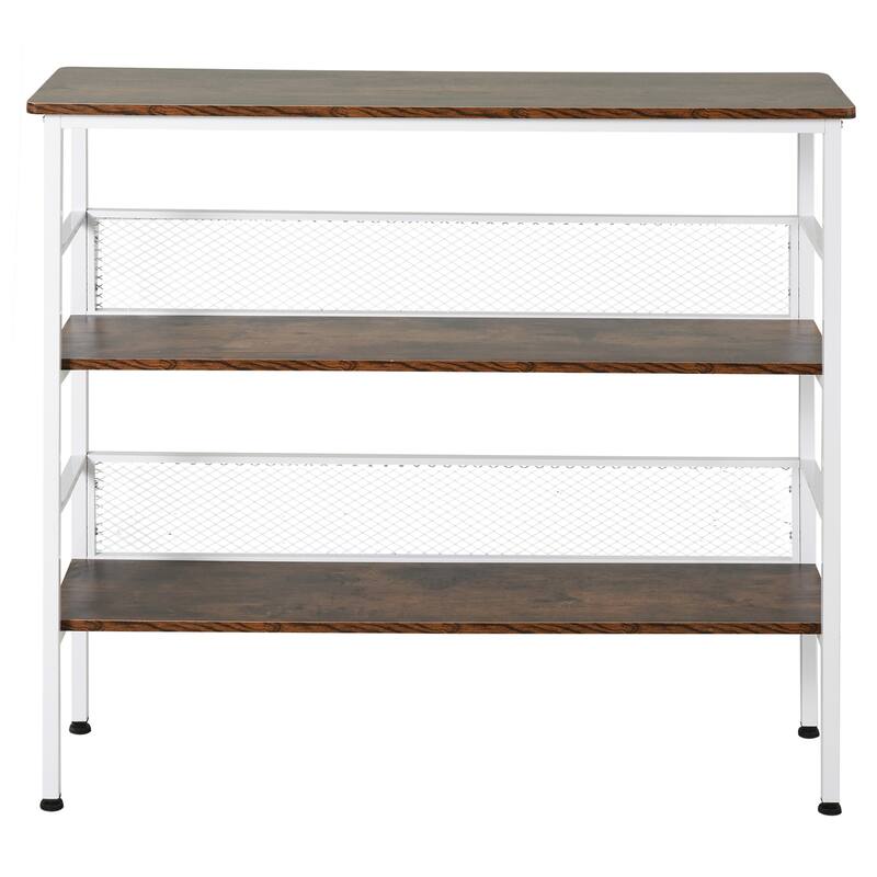 HomCom 3-Tier Industrial Style Storage Metal Wooden Shelf with a Robust Multi-Functional Design & Adjustable Feet