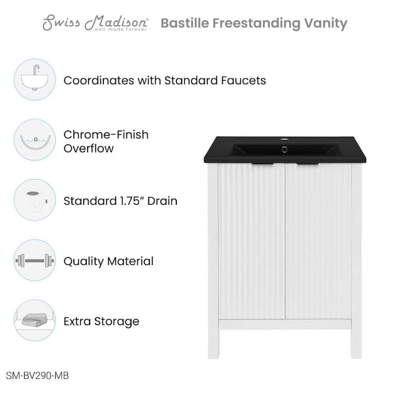 Swiss Madison SM-BV290MB Bastille 24" Free Standing Single Basin