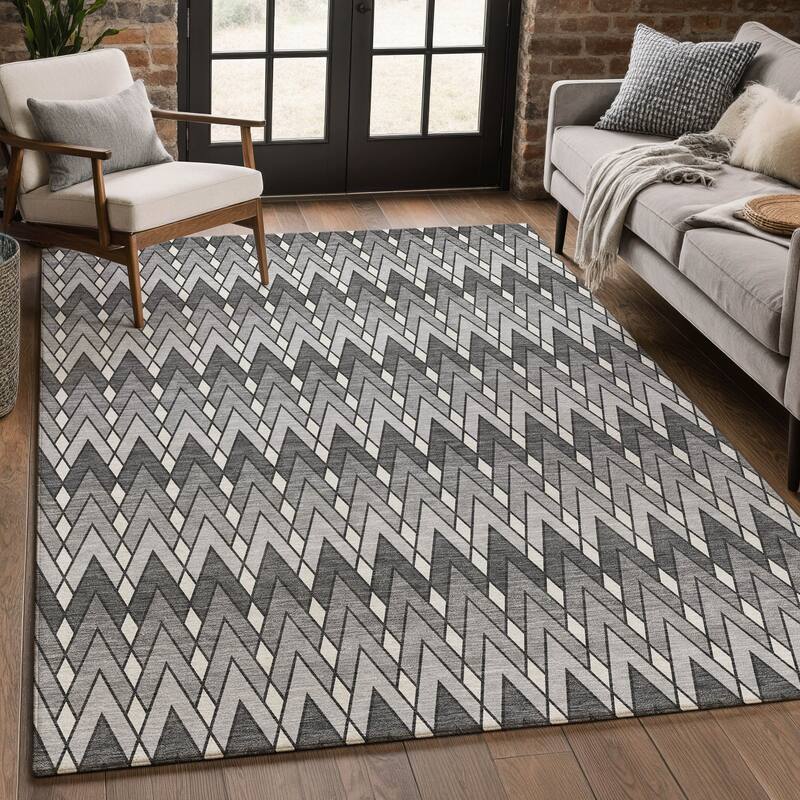 Machine Washable Indoor/ Outdoor Modern Baxter Chantille Rug