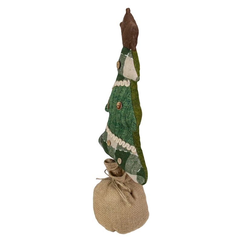 17.5" Tan Green Rustic Multi-Fabric Christmas Tree Decor