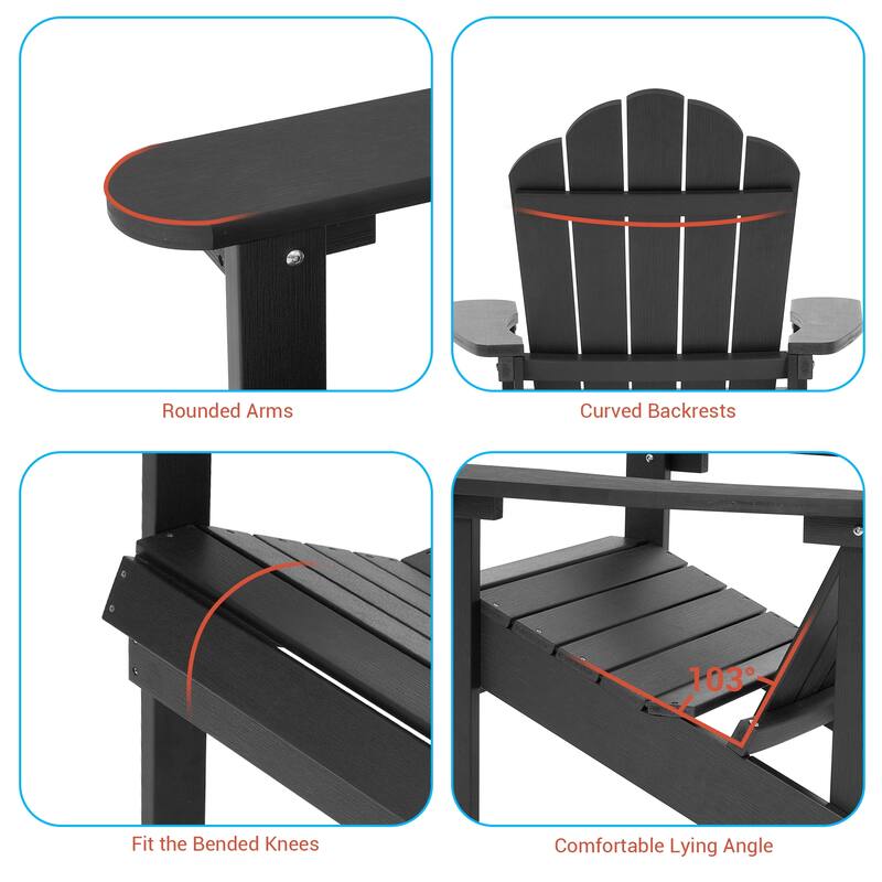 BONOSUKI 2pcs Outdoor Adirondack Chair,HIPS Patio Chair Set