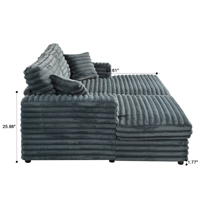 Sofa Bed Napping Daybed Fluffy Corduroy Upholstered Cloud Couch with Throw Pillows