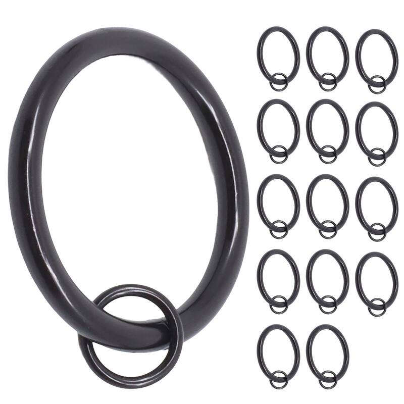 Meriville 1.5-Inch Inner Diameter Metal Curtain Rings with Eyelets - Oil-Rubbed Bronze - Set  of 14