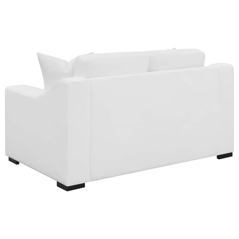 Shanice 2pc Living Room Sofa Set, 4 Accent Pillows, White Trillium
