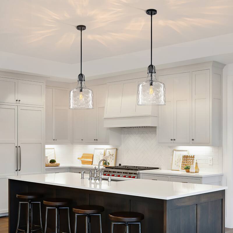 Starsky Modern 1-Light Clear Hammered Glass Pendant