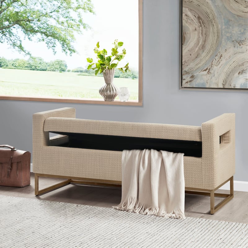 Madison Park Maye Soft Close Upholstered Storage Bench
