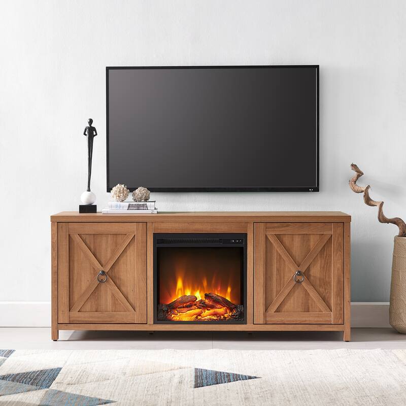Granger 58" TV Stand with Log Fireplace Insert