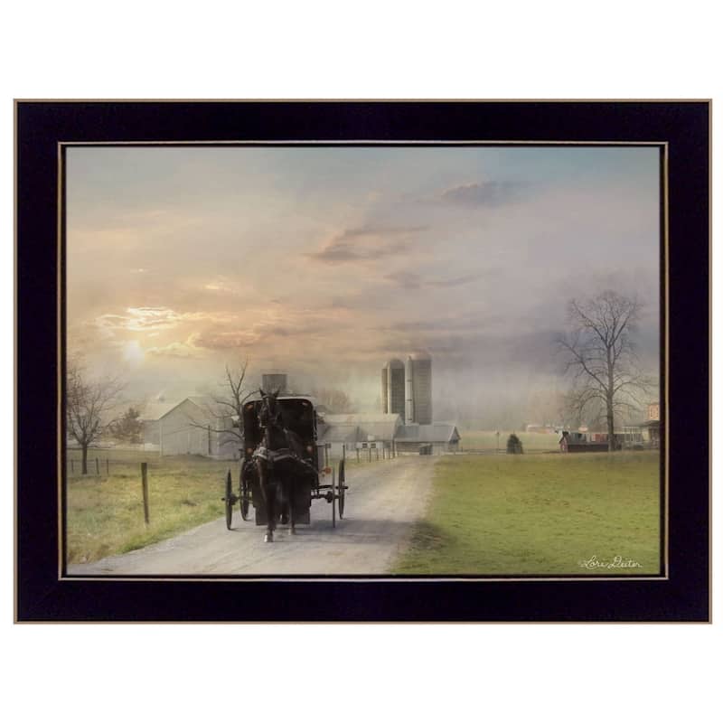 TrendyDecor4U Farmhouse "Morning Exercise" Framed Print Wall Art by Lori Deiter - Landscape