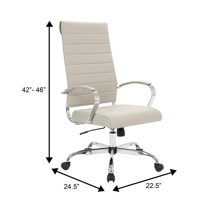 Benmar High Back Leather Swivel Executive Office Desk Chair with Chrome Frame, Adjustable Height, & Tilt Lock