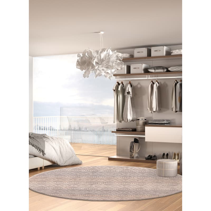 ECARPETGALLERY Braid weave Sienna Ivory Wool Rug - 4'10 x 4'10