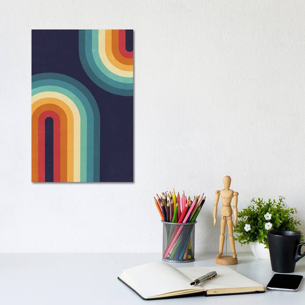 iCanvas "Double Rainbow On Blue" by Emanuela Carratoni Canvas Print