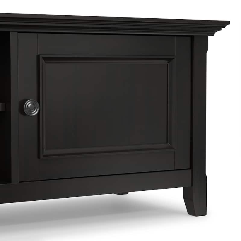 WYNDENHALL Halifax SOLID WOOD 72 inch Wide Transitional TV Media Stand in Hickory Brown For TVs up to 80 inches