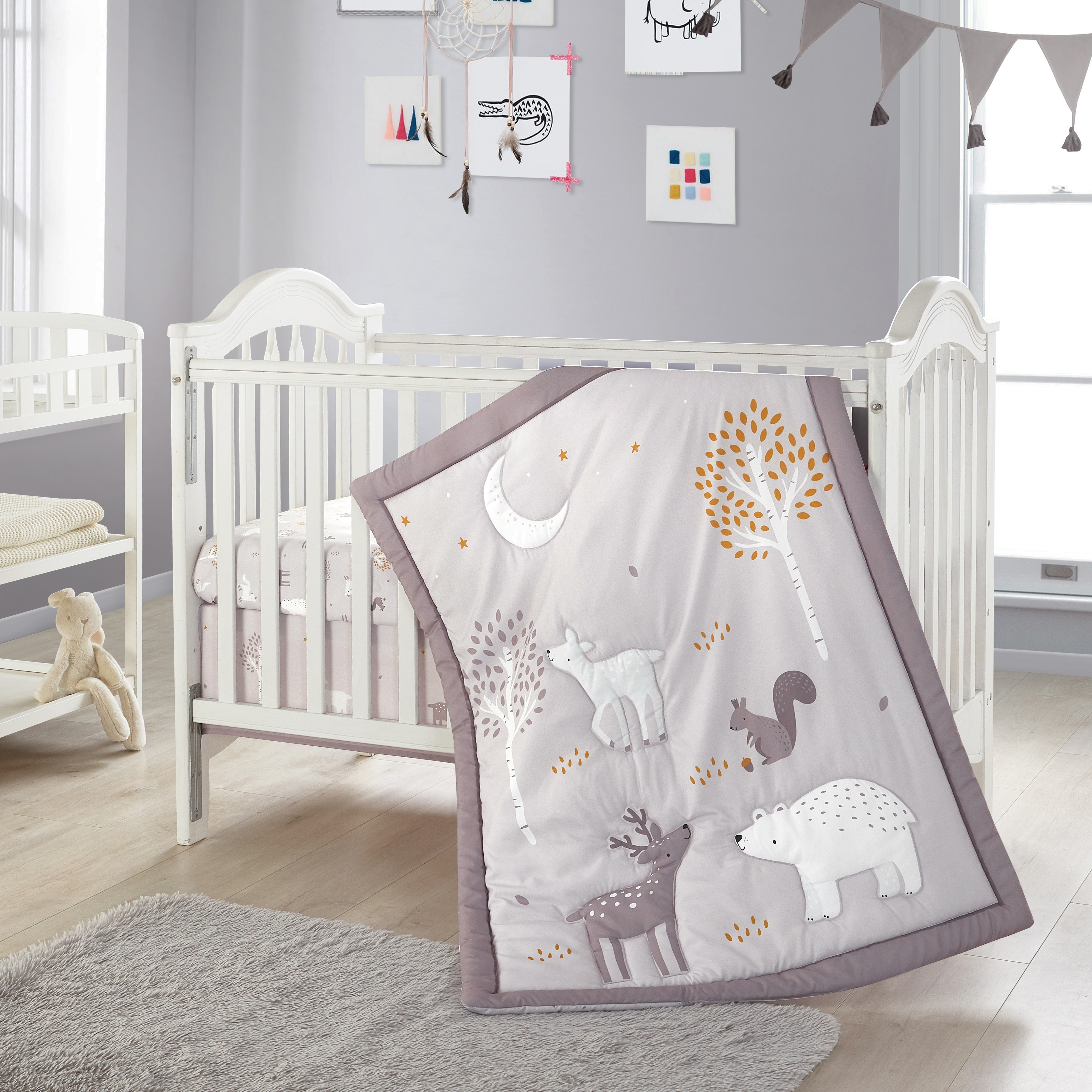 Nanshing Forest Friends 3 Piece Baby Nursery Crib Bedding Set