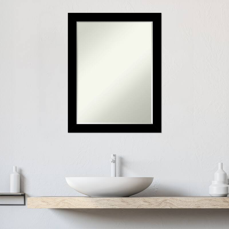 Basic Narrow Half-Inch-Bevel Wood Framed Bathroom Vanity Wall Mirror - Glass Size 18x24
