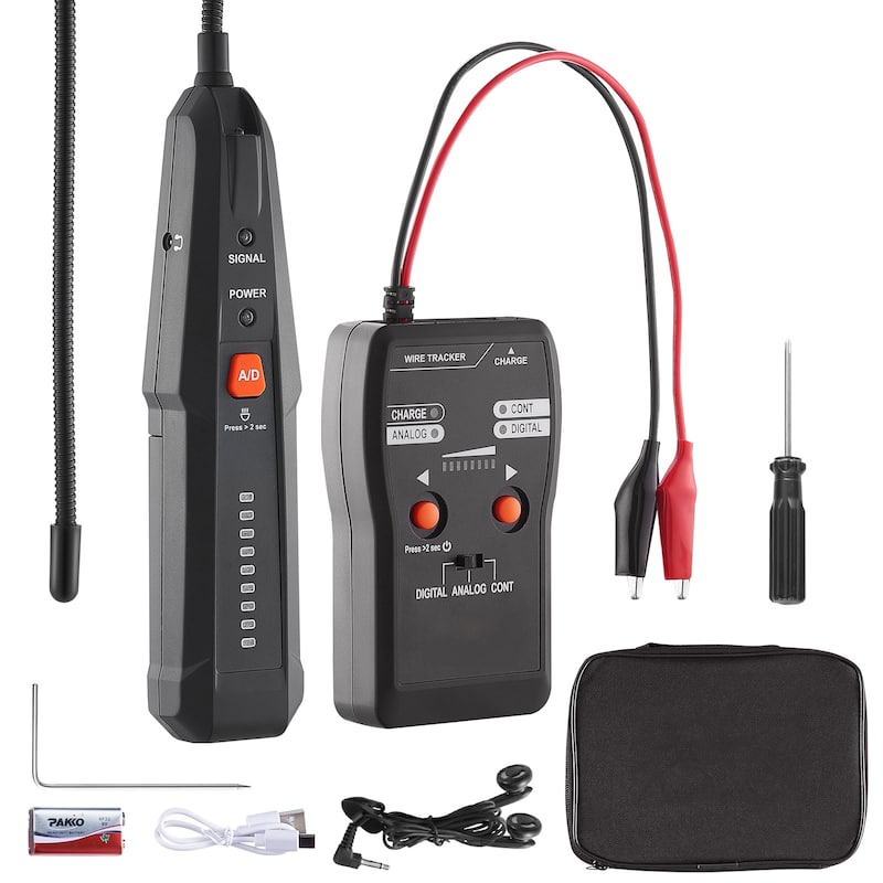 Subterranean Wire Locator, Earphone-Included Cable Tracer and Break Detector, Ideal for Locating Hidden Pet Fences - Black