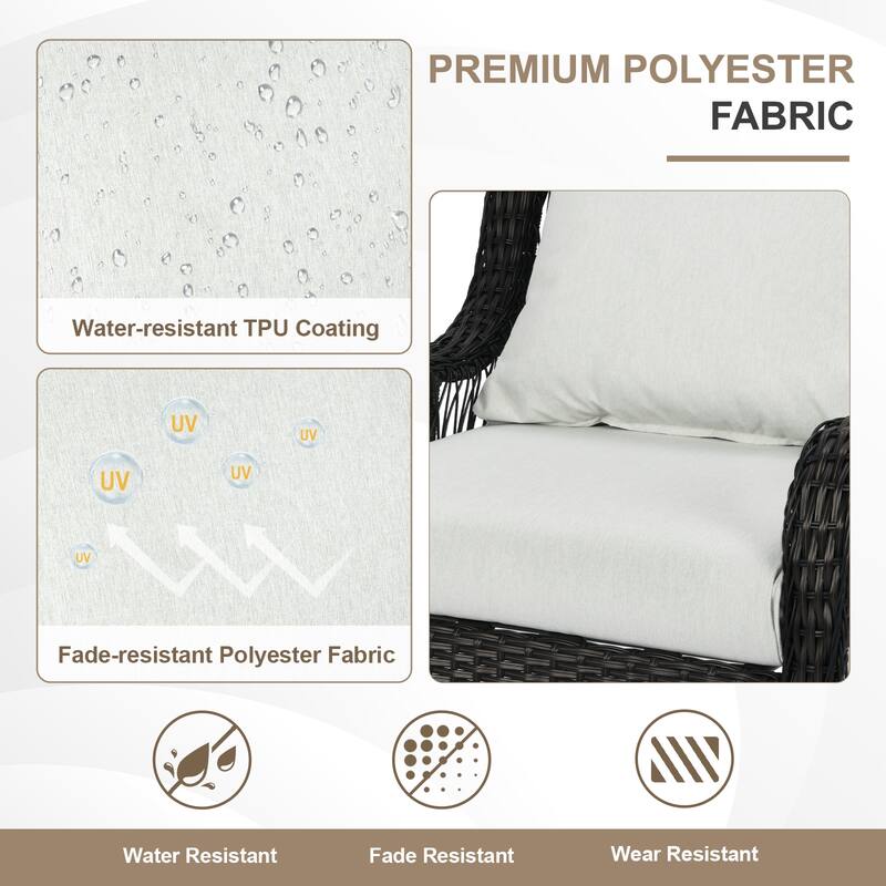 Aoodor Outdoor Deep Seat Cushion Set, Waterproof Patio Furniture Cushions with Adjustable Straps & Removable Cover