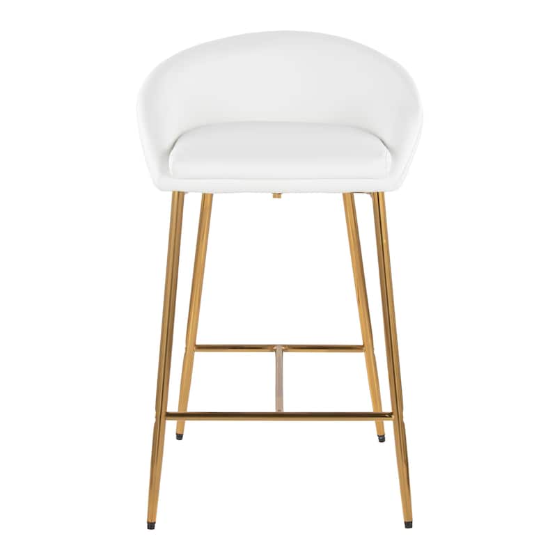 Silver Orchid Livesey 26-inch Glam Counter Stool (Set of 2) - White Faux Leather/Gold