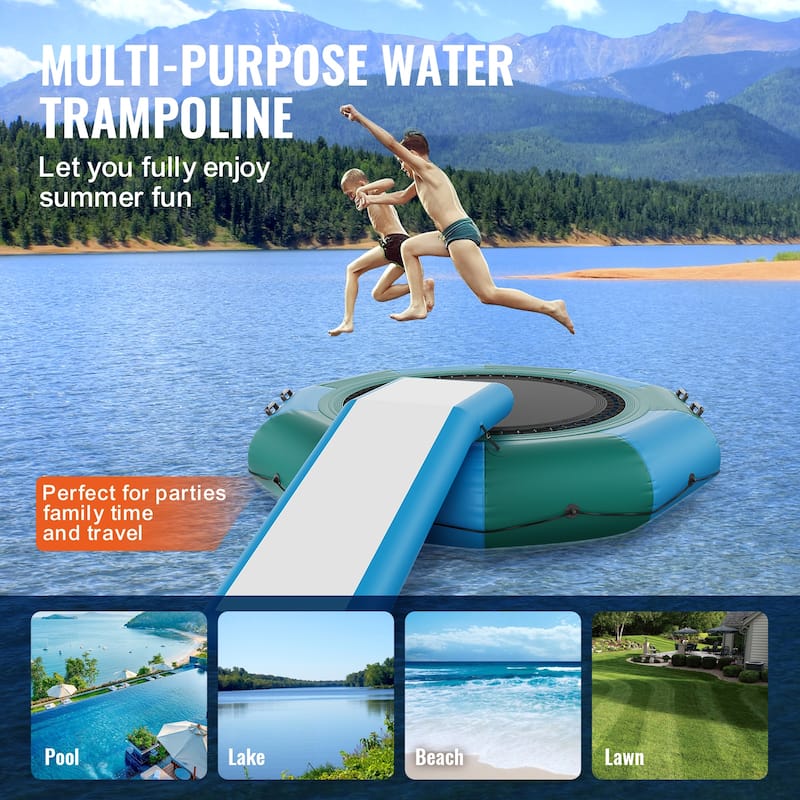 Inflatable Water Bouncer Kid Adult Floating Rebounder for Pool Lake Water Sports - 10ft